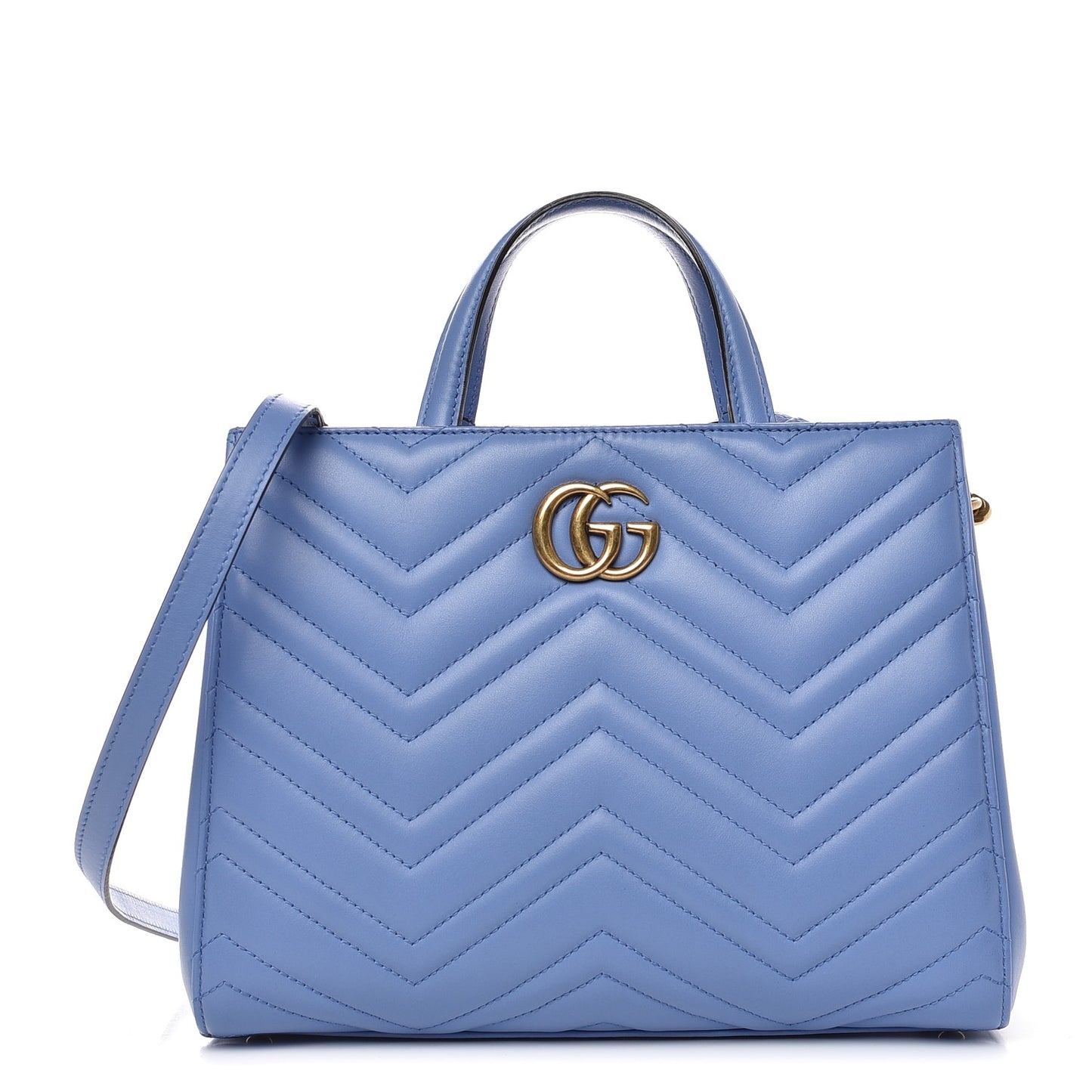 Calfskin Matelasse Small GG Marmont Tote Clear Sky Blue