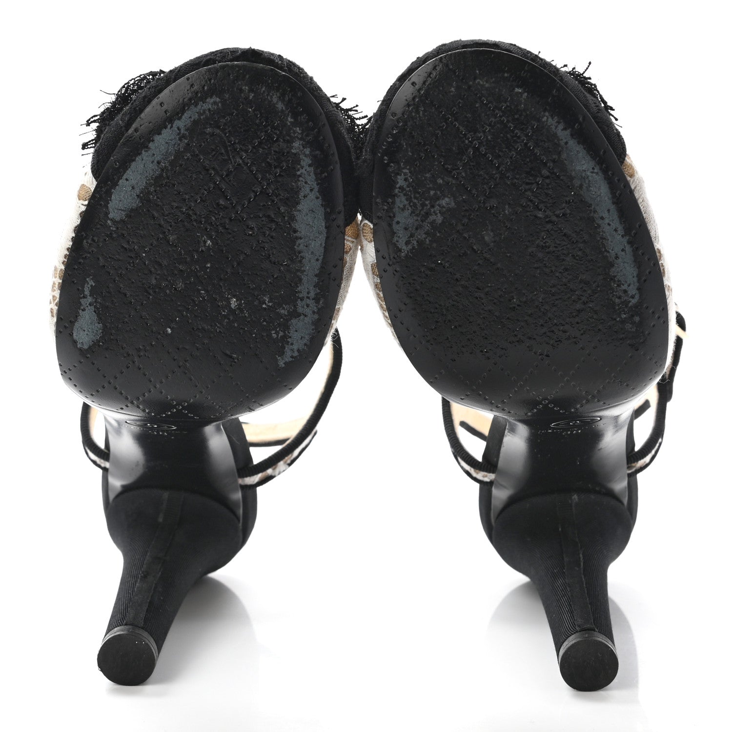 Chanel Lace Bow Ankle Strap Pumps 38 Black 5 of 9