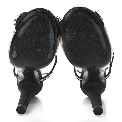 Chanel Lace Bow Ankle Strap Pumps 38 Black 5 of 9