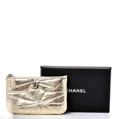 Chanel Metallic Lambskin Embossed Cosmetic Pouch Gold 8 of 8