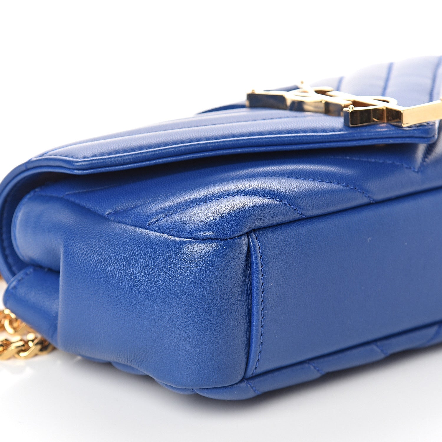 Saint Laurent Sheepskin Matelasse Chevron Monogram Classic Baby Chain Bag Blue Majorelle 6 of 7