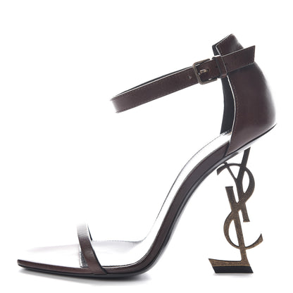 Saint Laurent Calfskin Opyum Sandals 38 Brown 1 of 11