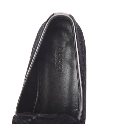 Gucci Velvet GG Monogram Horsebit Womens Jordaan Loafers 37 Black 5 of 7