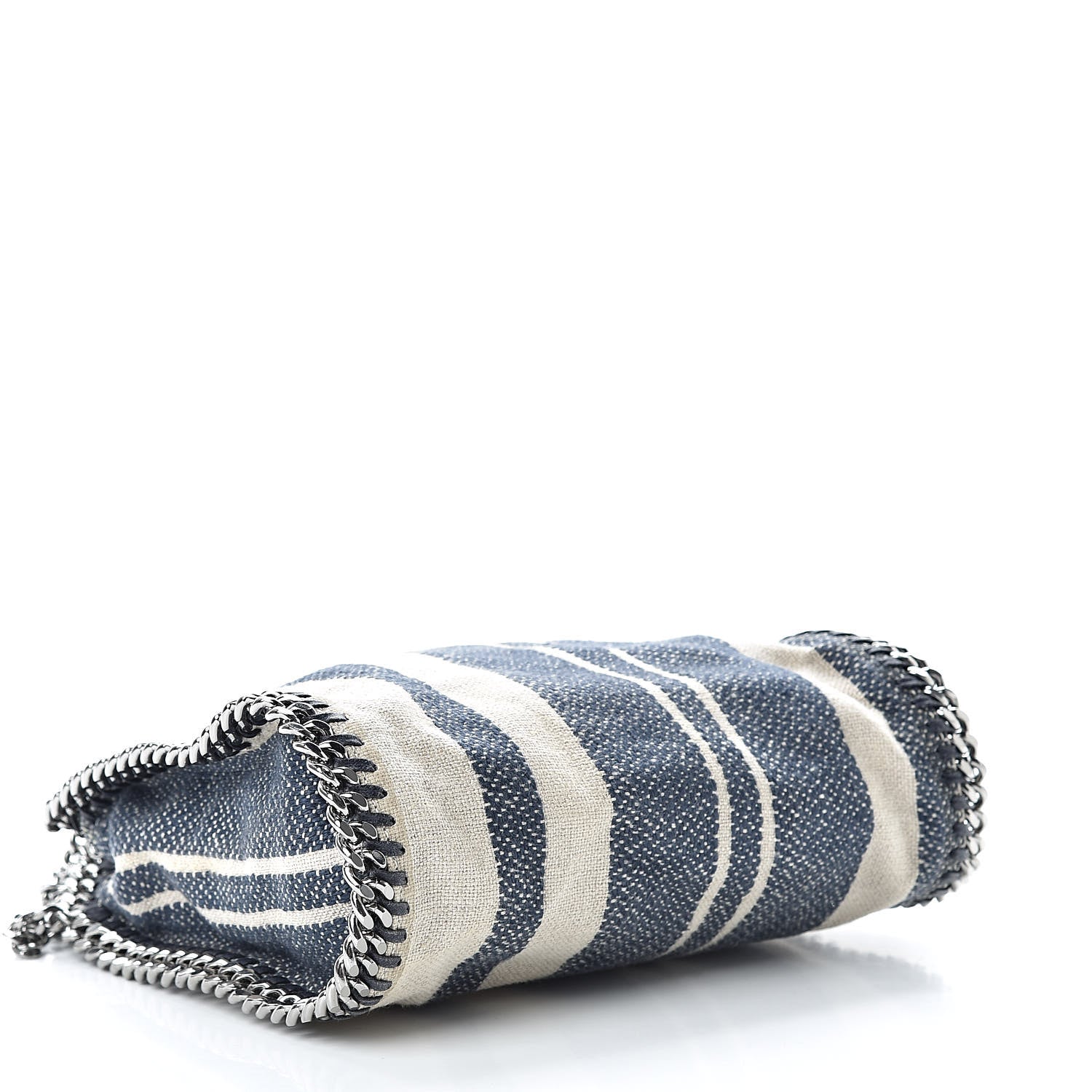 Stella McCartney Canvas Mini Striped Falabella Fold Over Tote Navy 4 of 10