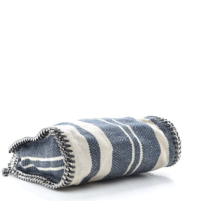 Stella McCartney Canvas Mini Striped Falabella Fold Over Tote Navy 4 of 10