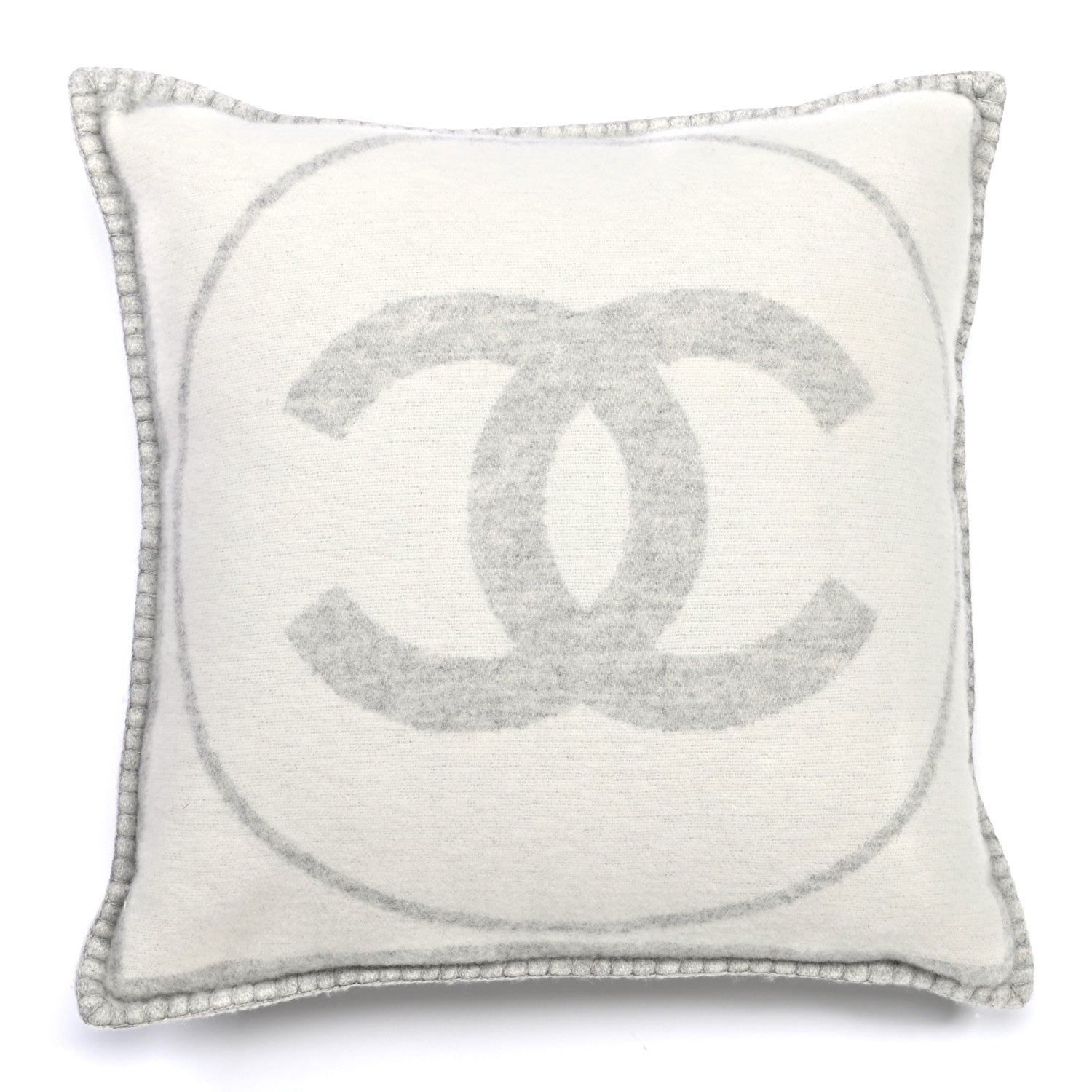 Chanel Merino Wool Cashmere CC Pillow Grey Off White 2 of 6