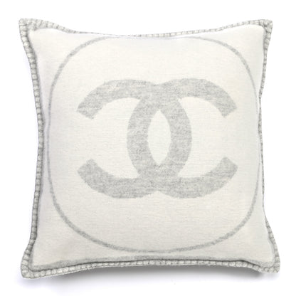 Chanel Merino Wool Cashmere CC Pillow Grey Off White 2 of 6