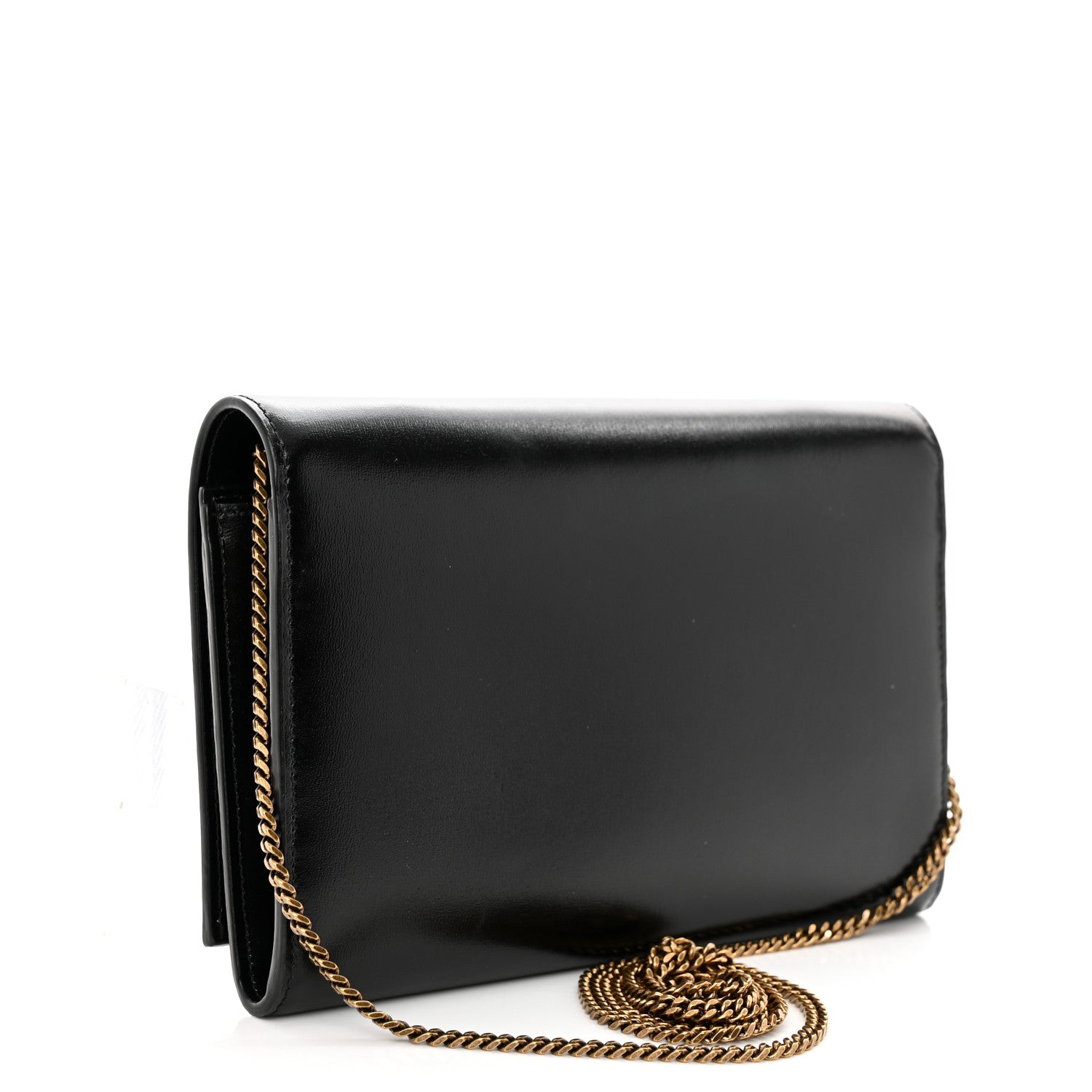 Saint Laurent Glossy Calfskin Monogram Chain Wallet Black 3 of 9