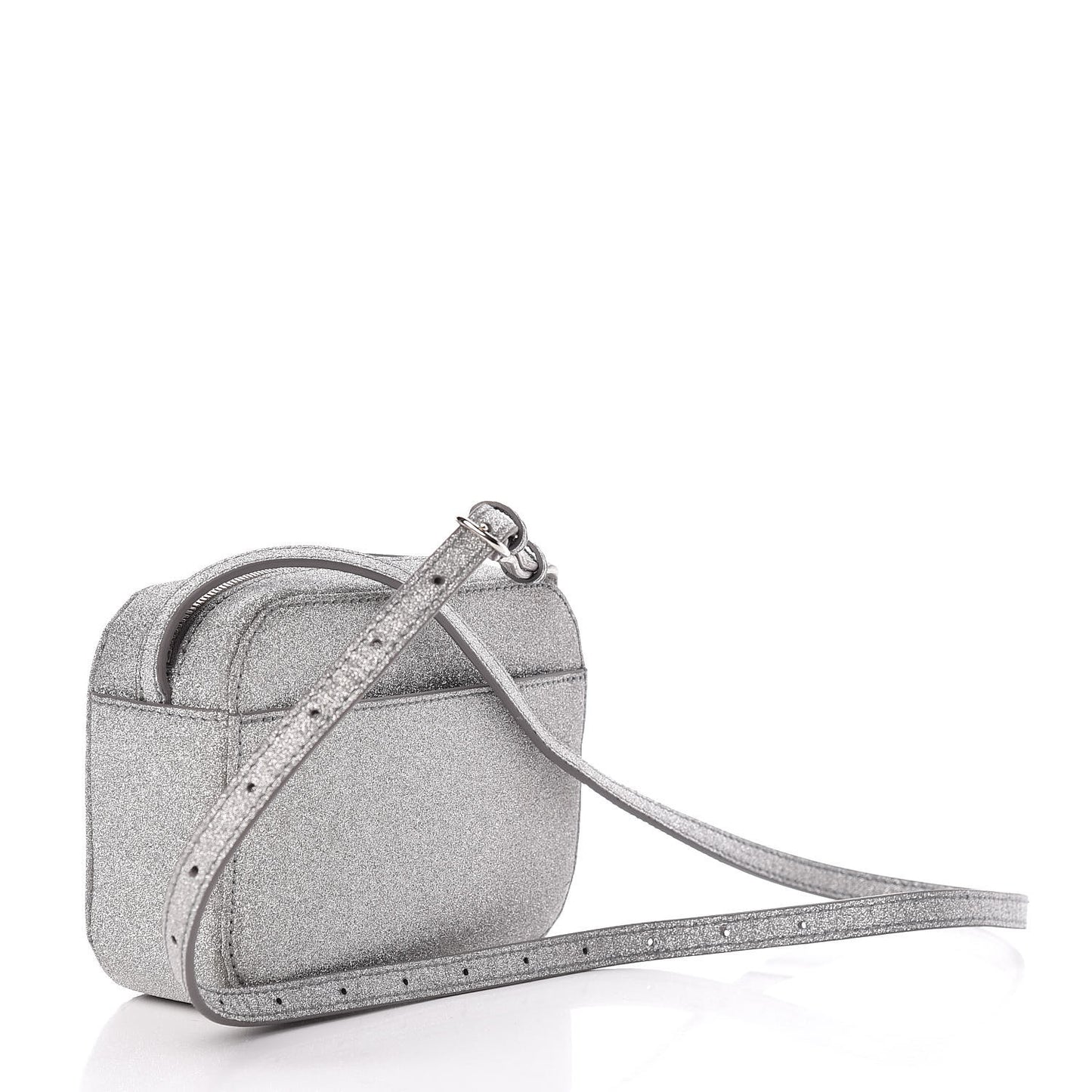 Glitter Calfskin Logo XS Everyday Camera Bag Silver