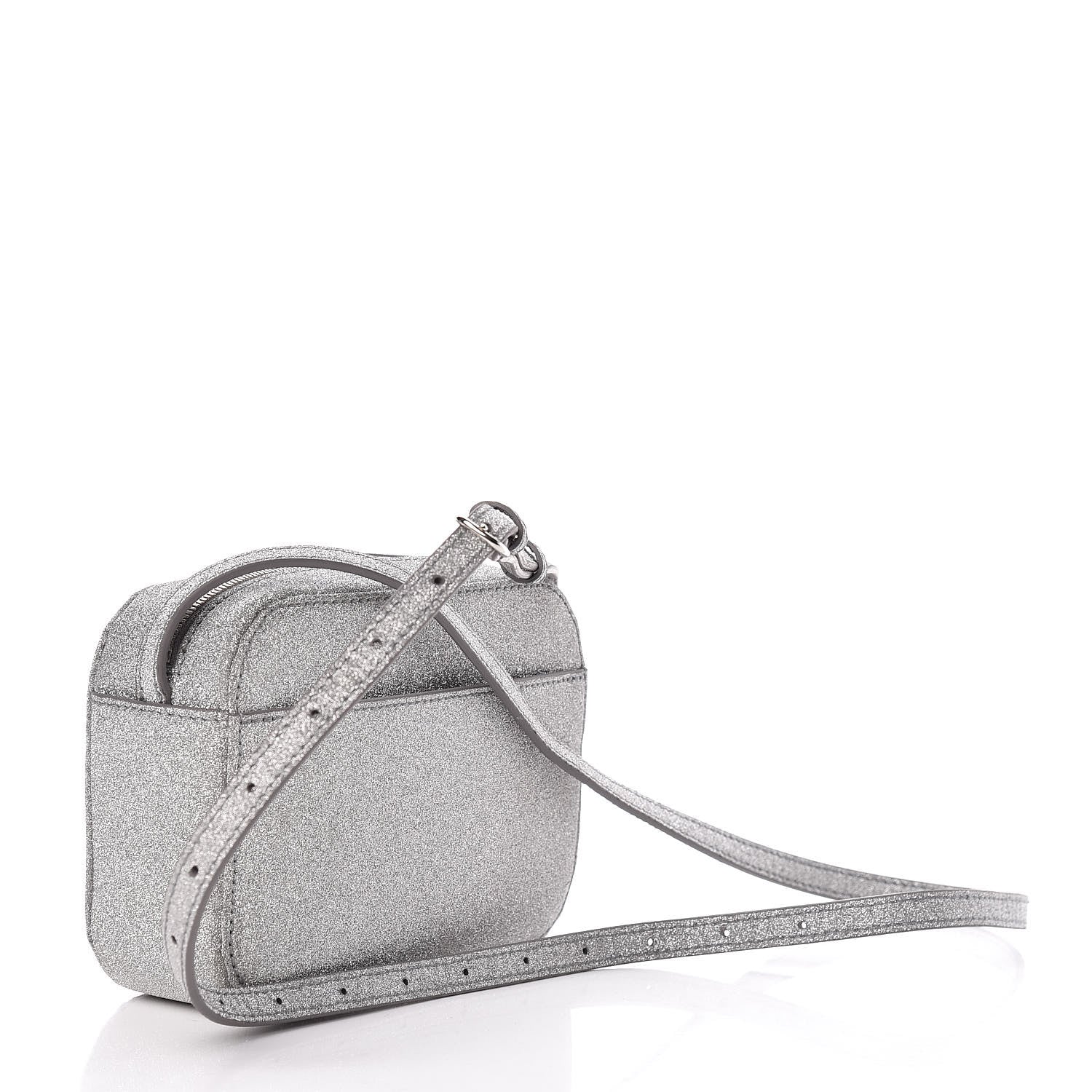 Balenciaga Glitter Calfskin Logo XS Everyday Camera Bag Silver 3 of 9