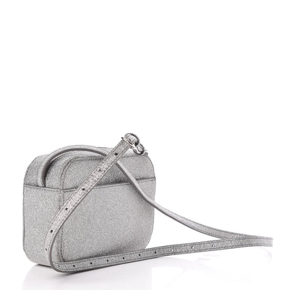 Balenciaga Glitter Calfskin Logo XS Everyday Camera Bag Silver 3 of 9