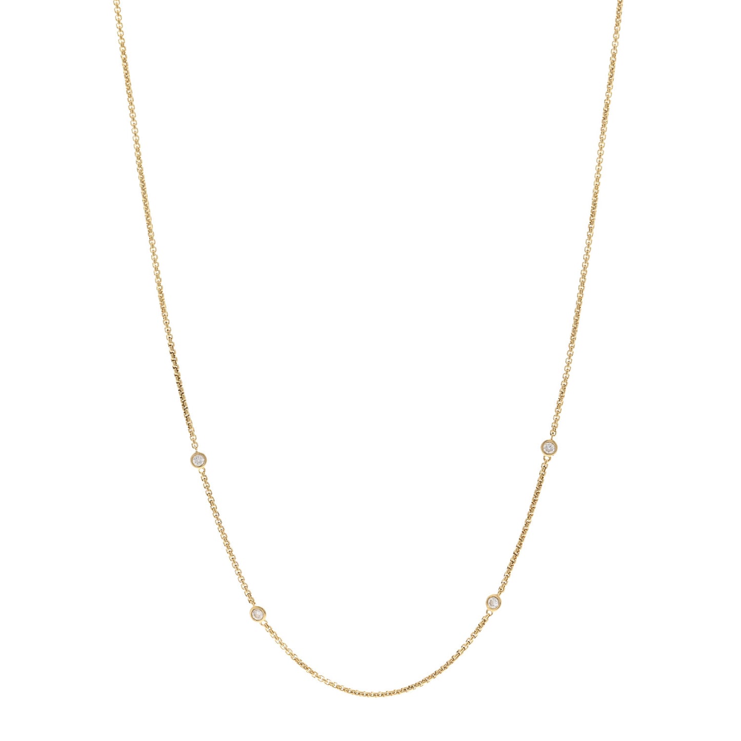 18K Yellow Gold Diamond Station Necklace
