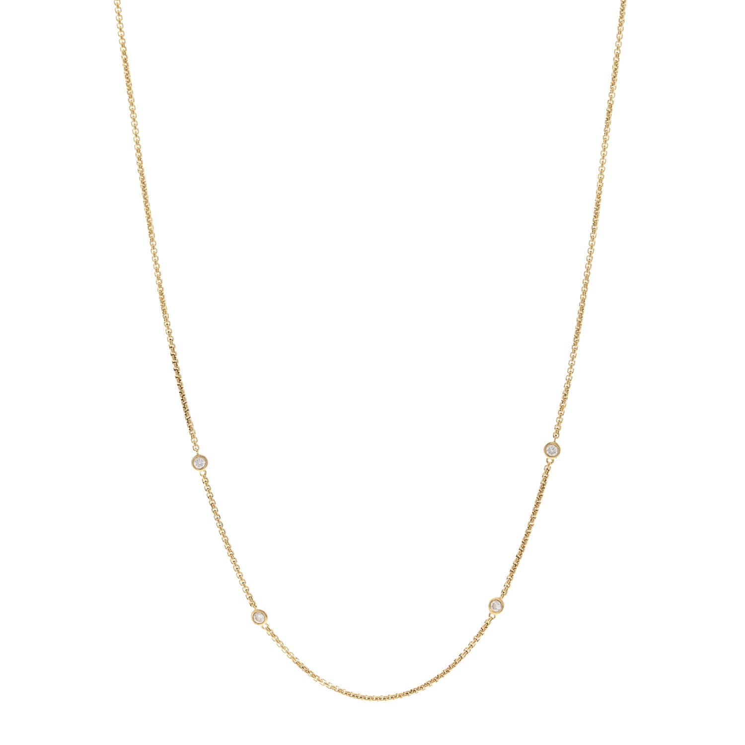 David Yurman 18K Yellow Gold Diamond Station Necklace 1 of 5