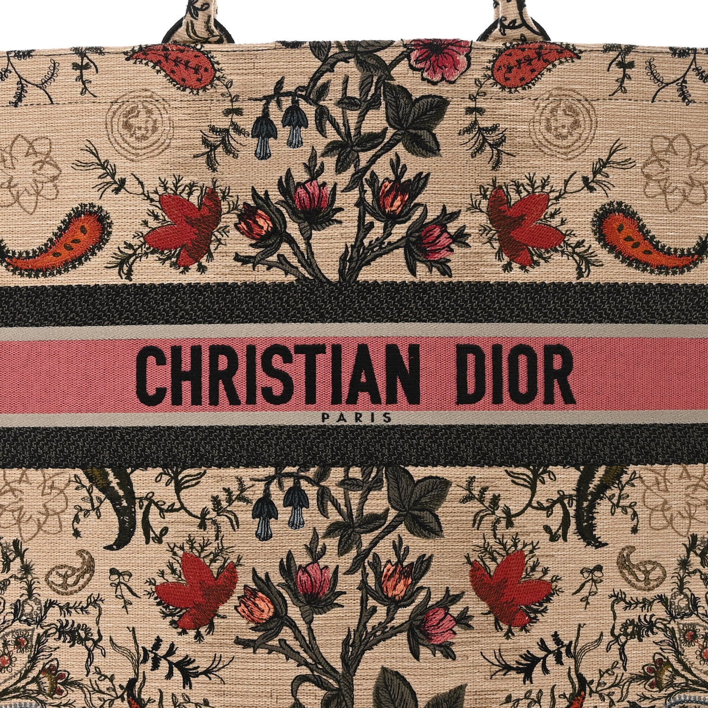 Canvas Embroidered Large Broderie Dior Flowers Book Tote Multicolor