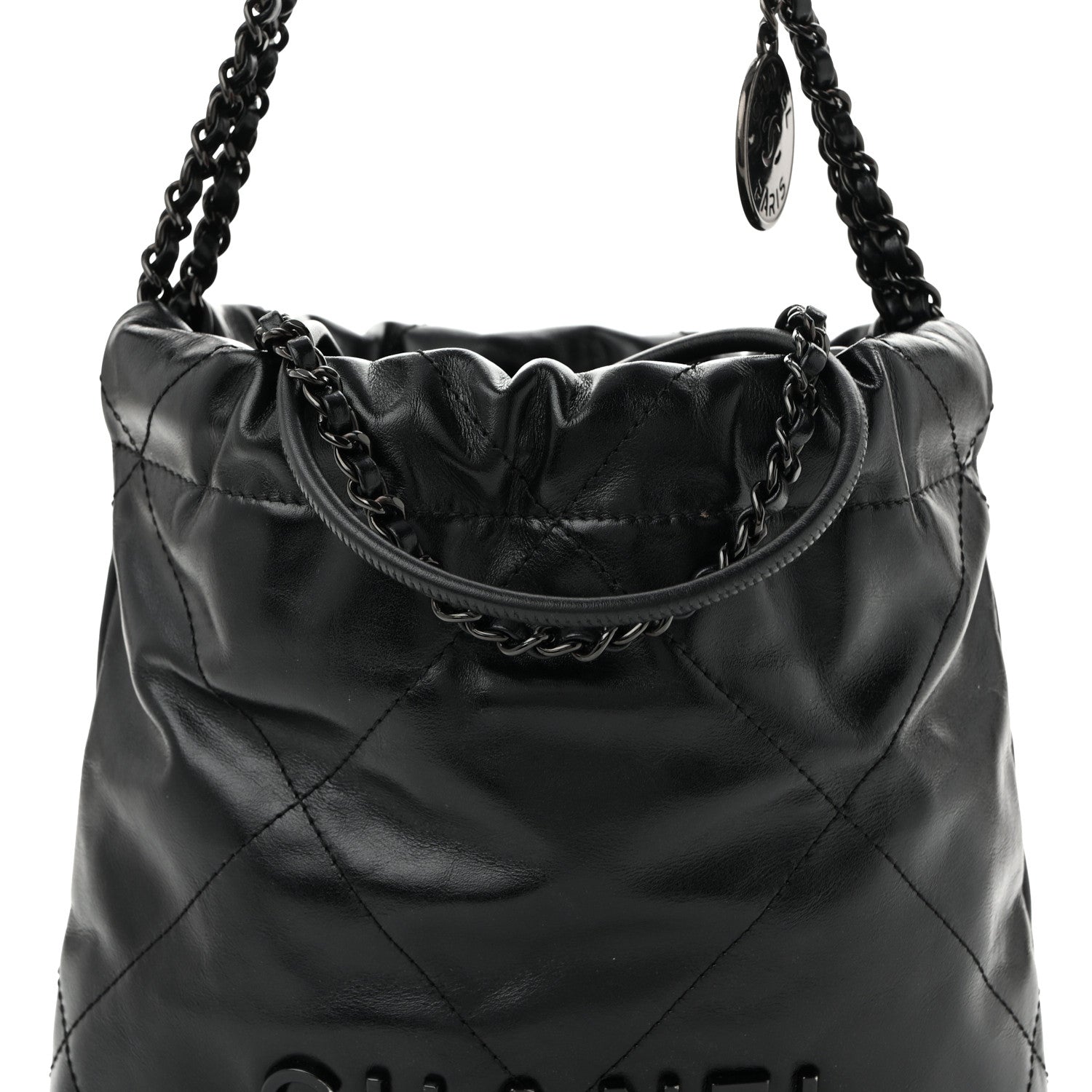 Chanel Shiny Calfskin Quilted Mini Chanel 22 So Black 1889123