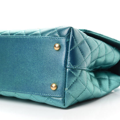 Chanel Metallic Caviar Quilted Small Coco Handle Flap Blue 7 of 11