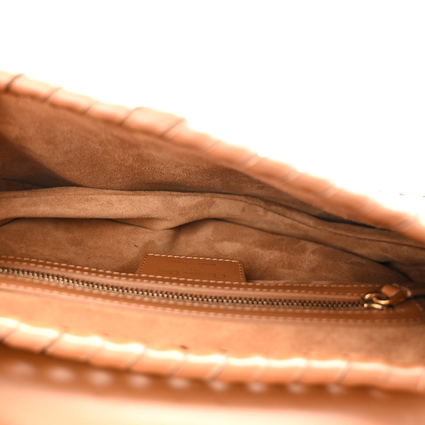 Calfskin Whipstitch Saddle Bag Brown
