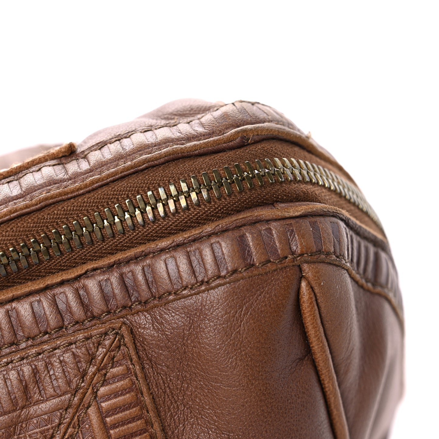 Nappa Intrecciato Accordion Satchel Noce