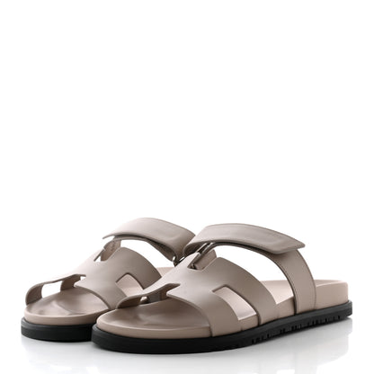 Hermes Calfskin Womens Chypre Sandals 40 Beige Mastic 3 of 13