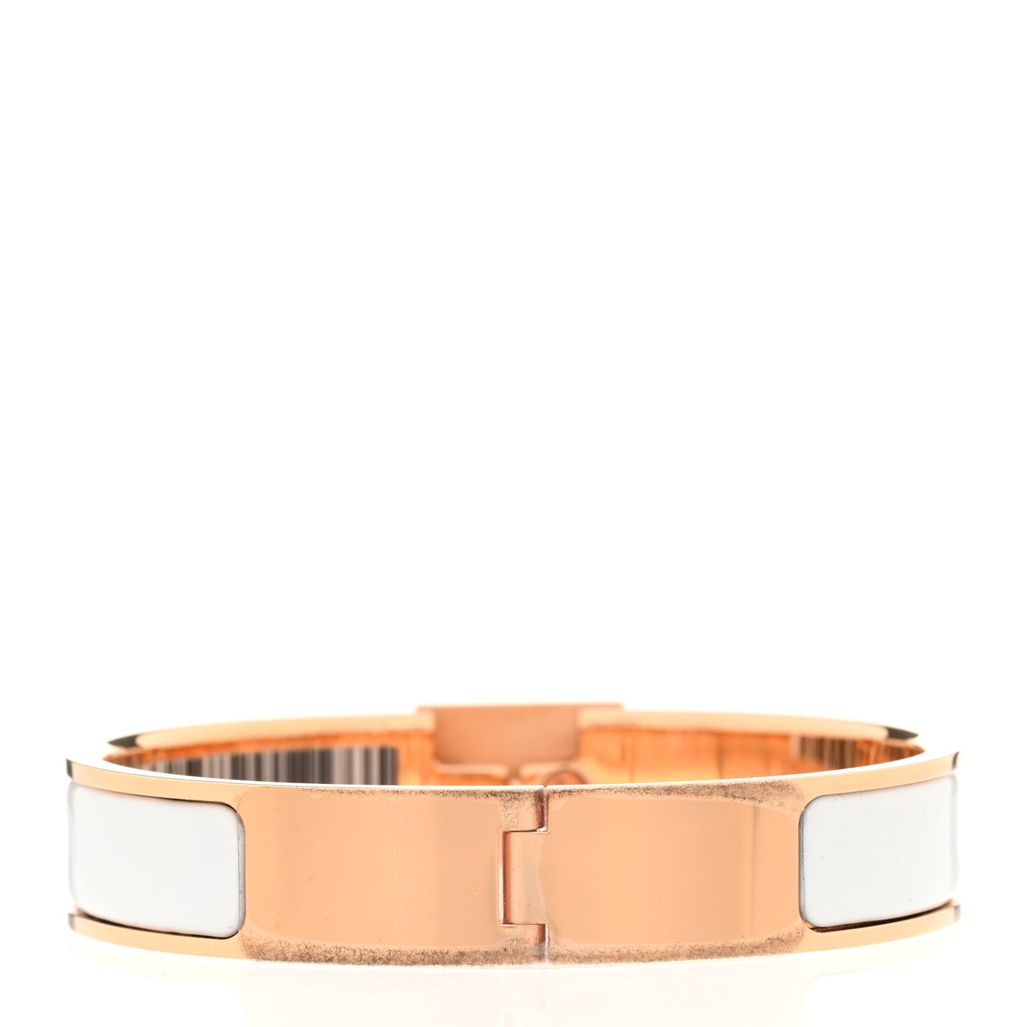 Enamel Narrow Clic Cadenas Bracelet PM White