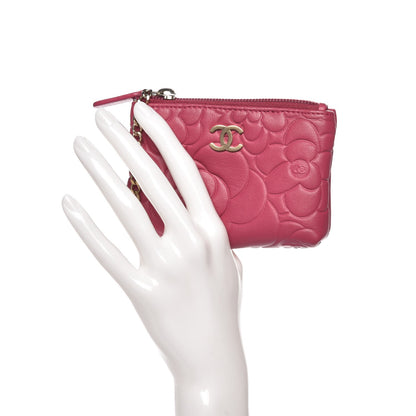 Chanel Lambskin Camellia Embossed Zip Case Fuchsia 2 of 8