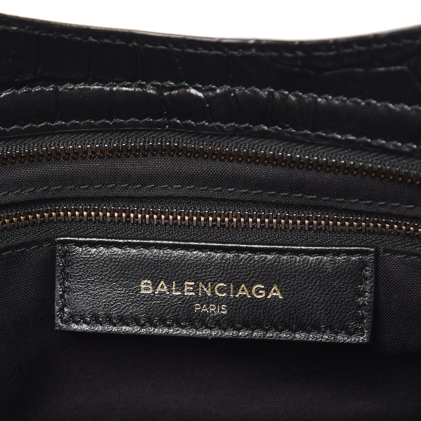 Calfskin Crocodile Embossed Classic Hardware City Black