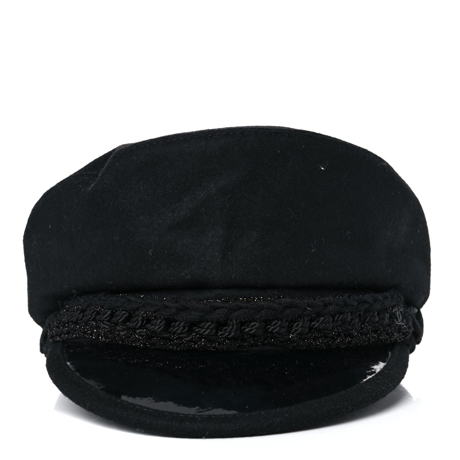 Chanel Wool Patent CC Cap Hat L Black 6 of 8