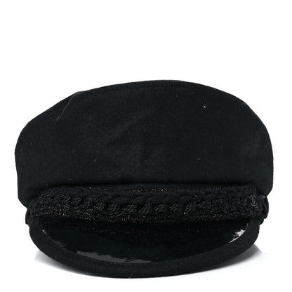 Chanel Wool Patent CC Cap Hat L Black 6 of 8