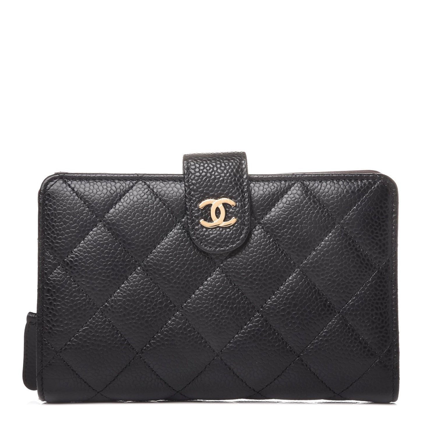 Caviar Quilted Zipped Pocket Wallet Black