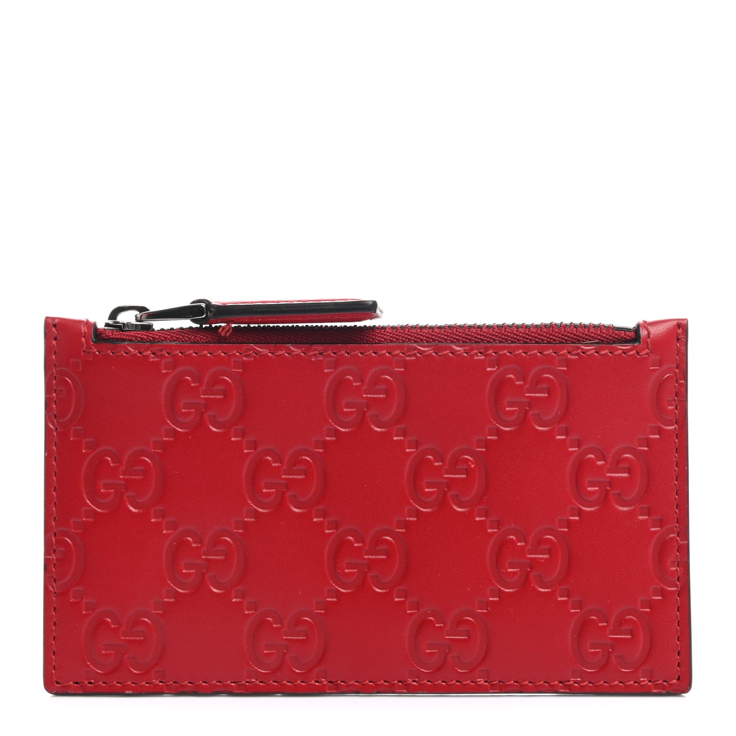Guccissima Signature Coin Case Card Holder Hibiscus Red