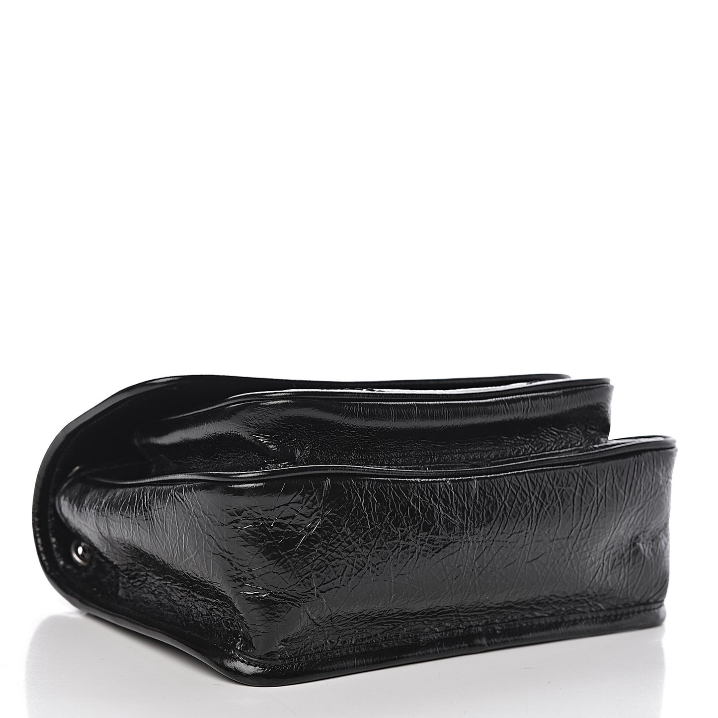 Crinkled Calfskin Matelasse Monogram Baby Niki Chain Satchel Black