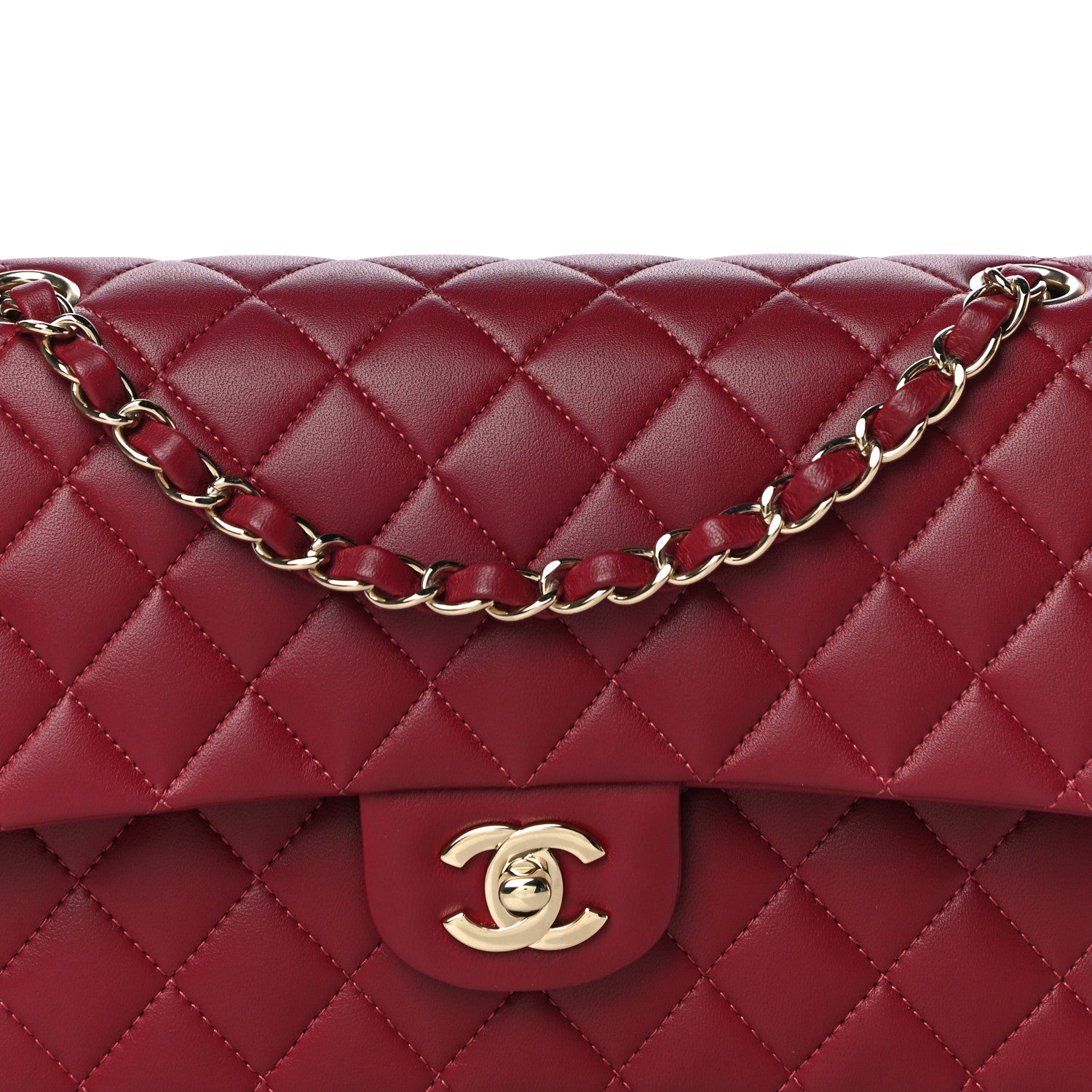 Chanel Lambskin Quilted Medium Double Flap Burgundy 8 of 13