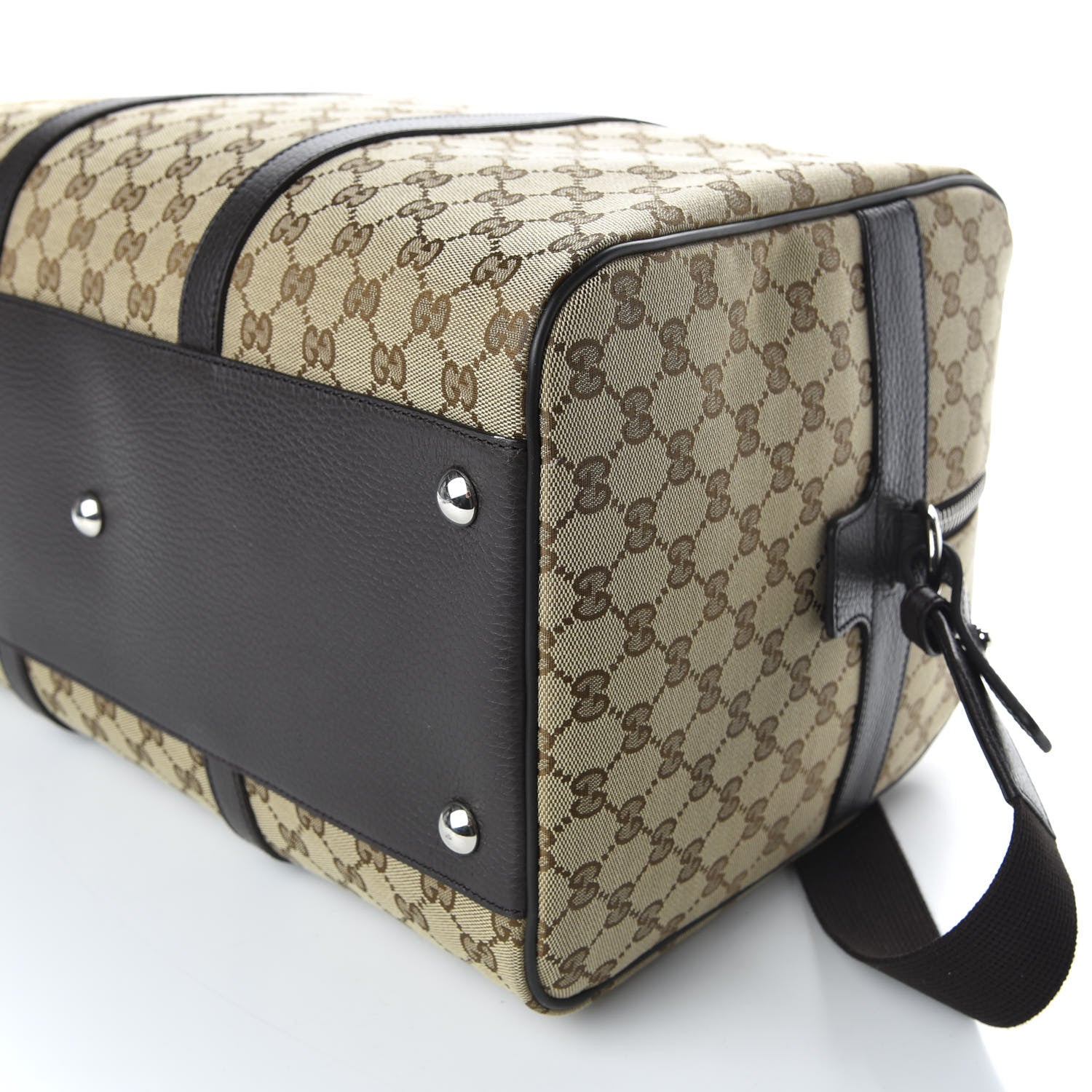 Gucci Monogram Dollar Calfskin Boston Duffle Bag Beige Ebony Testa di Moro Marrone Scuro 6 of 11