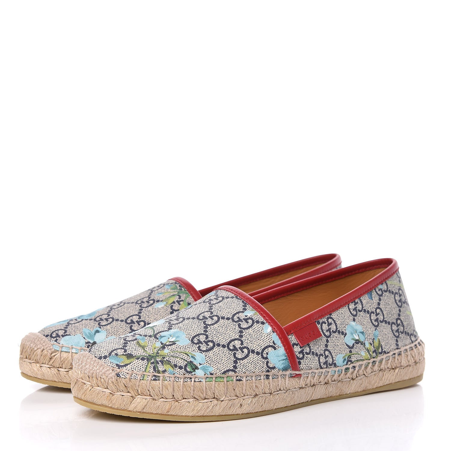 Gucci GG Supreme Monogram Blooms Espadrilles 38 Beige Blue Navy Hibiscus Red 3 of 11