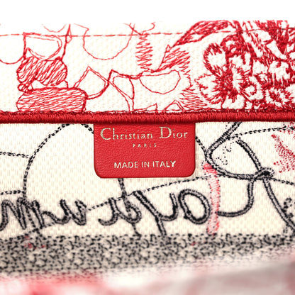 Christian Dior Canvas Embroidered Medium Dioramour D-Royaume Book Tote Red Multicolor 6 of 10