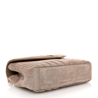 Saint Laurent Suede Matelasse Chevron Monogram Medium College Bag Taupe 4 of 11