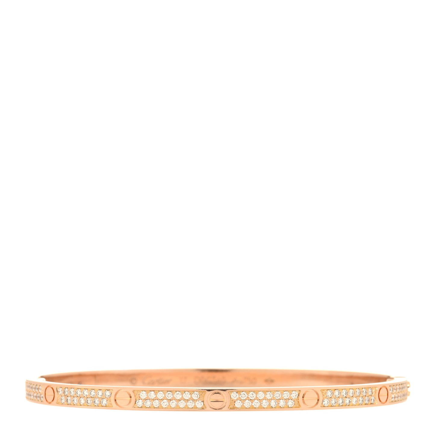 18K Pink Gold Diamond Small LOVE Paved Bracelet 17