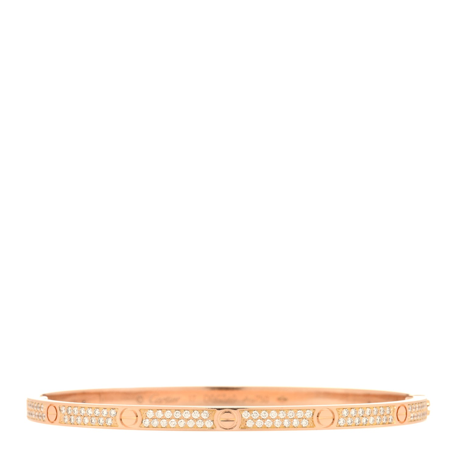 Cartier 18K Pink Gold Diamond Small LOVE Paved Bracelet 17 1 of 5