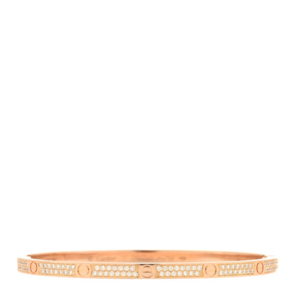 Cartier 18K Pink Gold Diamond Small LOVE Paved Bracelet 17 1 of 5