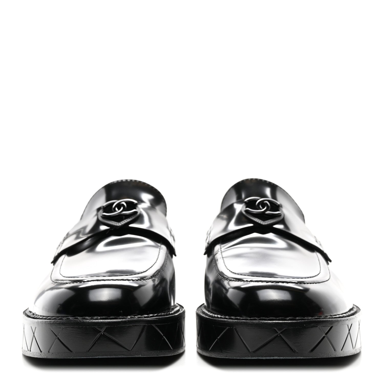 Chanel Shiny Calfskin Quilted CC Mocassin Loafers 41 Black 2 of 10