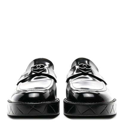Chanel Shiny Calfskin Quilted CC Mocassin Loafers 41 Black 2 of 10