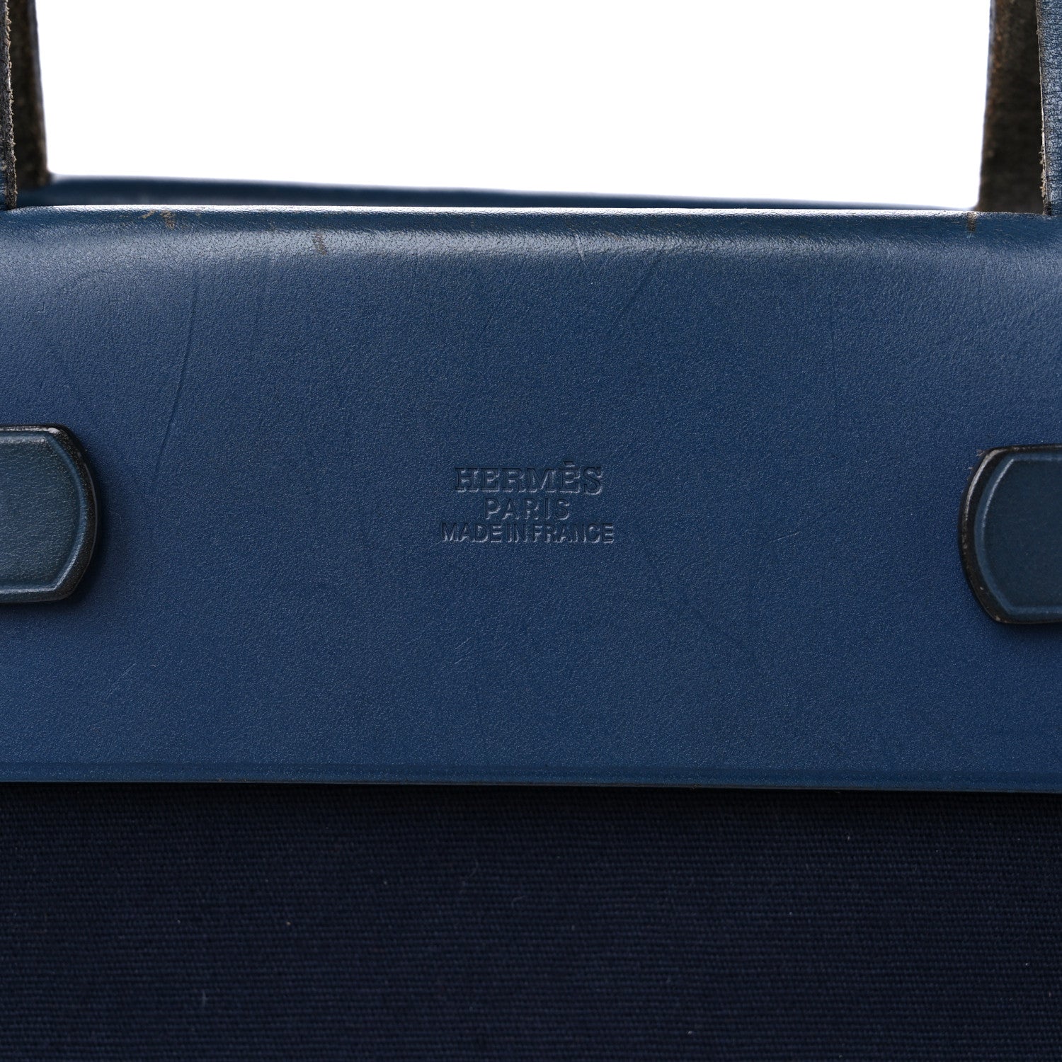 Hermes Toile Vache Hunter Herbag Cabas MM Bleu Marine 7 of 19