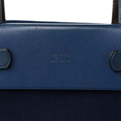 Hermes Toile Vache Hunter Herbag Cabas MM Bleu Marine 7 of 19