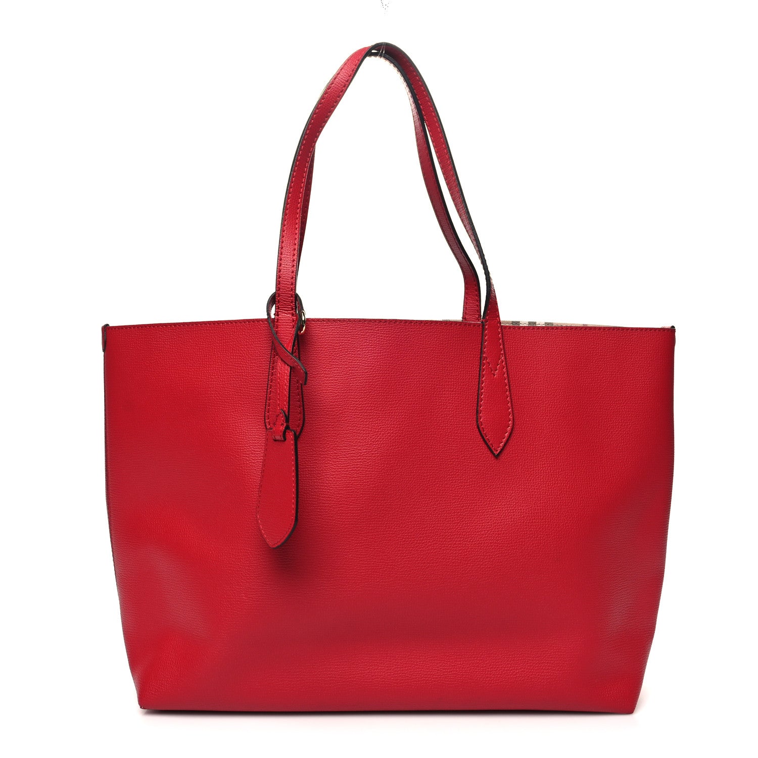 Burberry Haymarket Check Small Reversible Tote Poppy Red 1 of 15