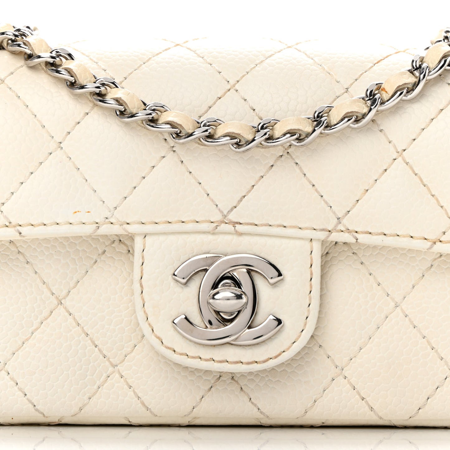 Caviar Quilted Extra Mini Flap White