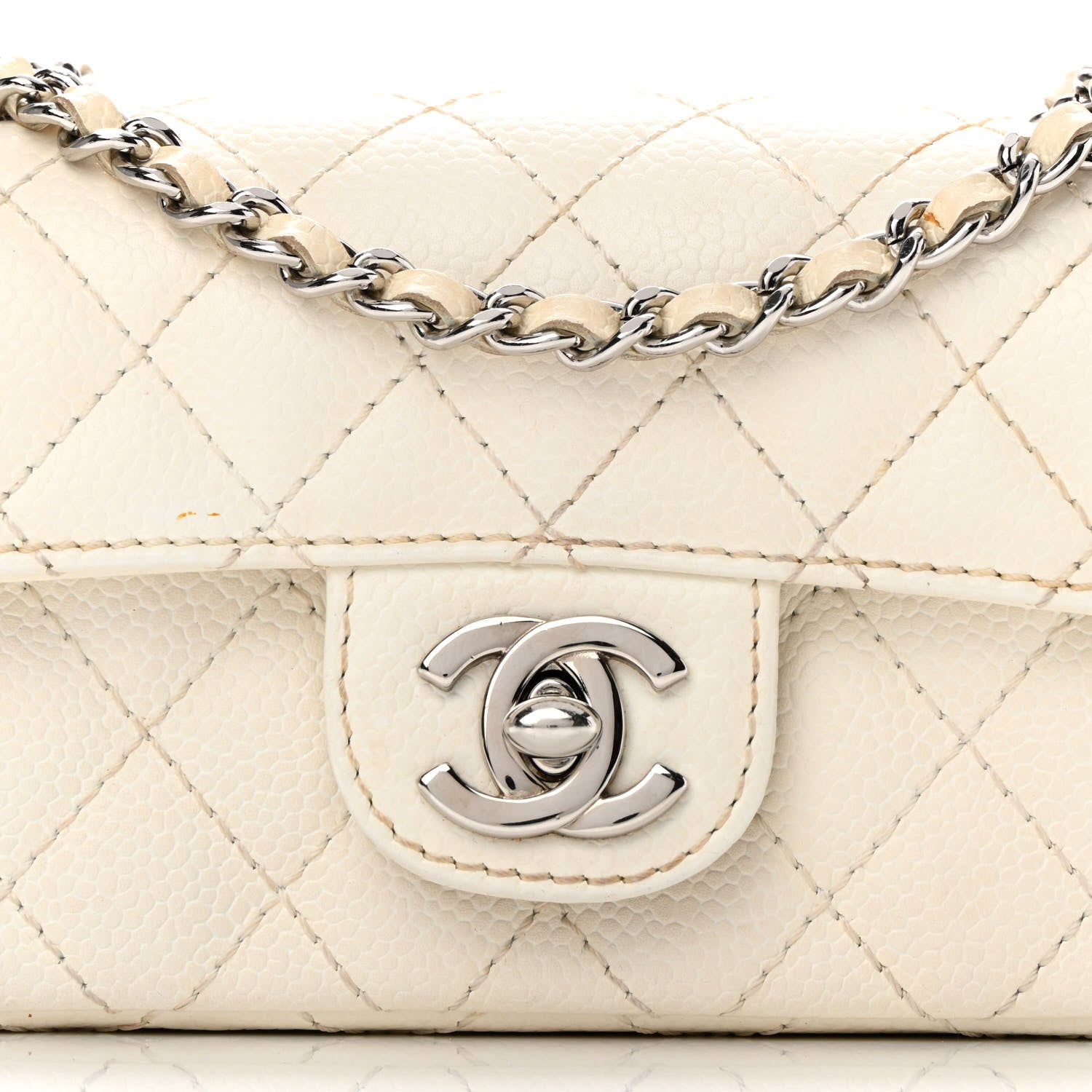 Chanel Caviar Quilted Extra Mini Flap White 8 of 15