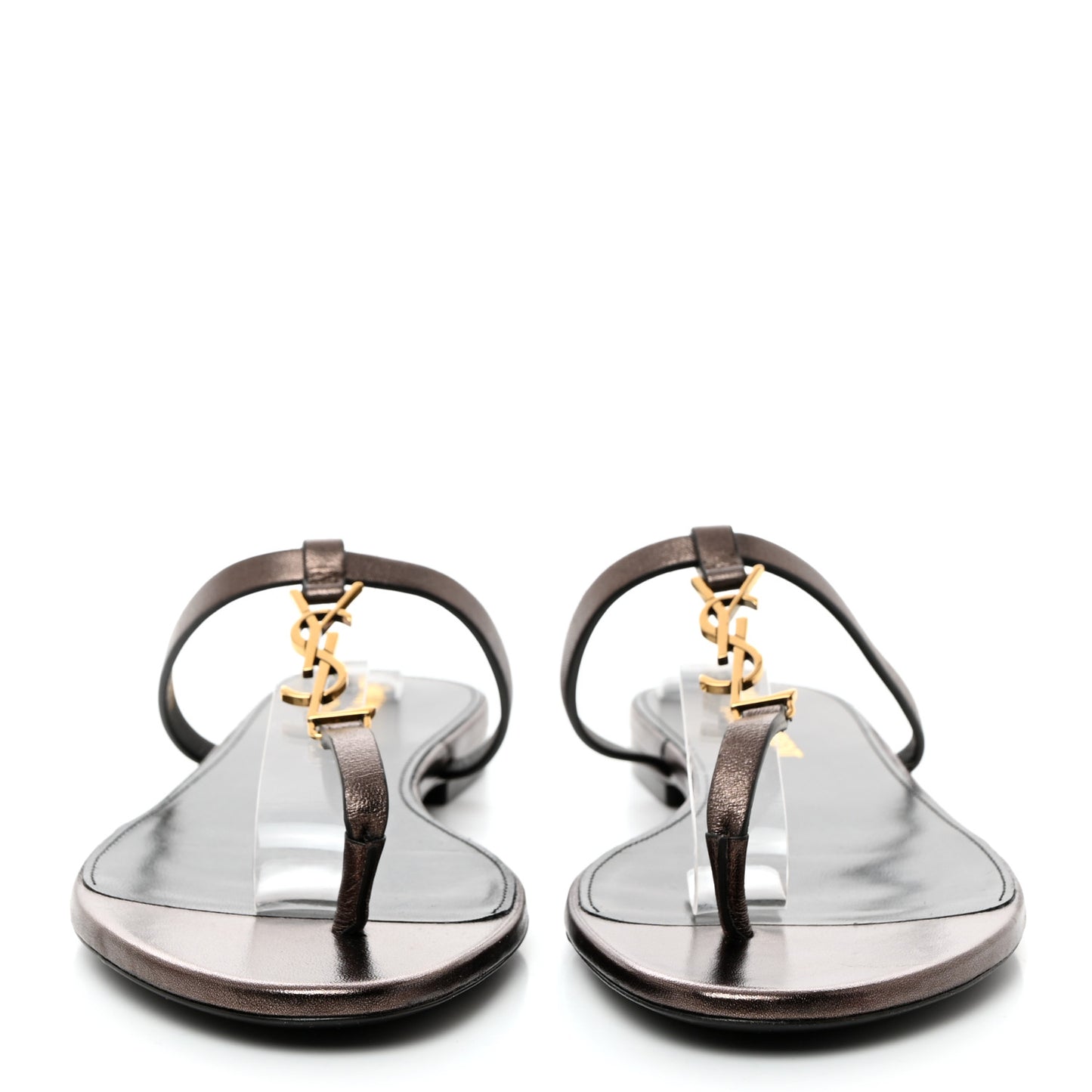 Calfskin Cassandra Monogram Sandals 38.5 Bronze