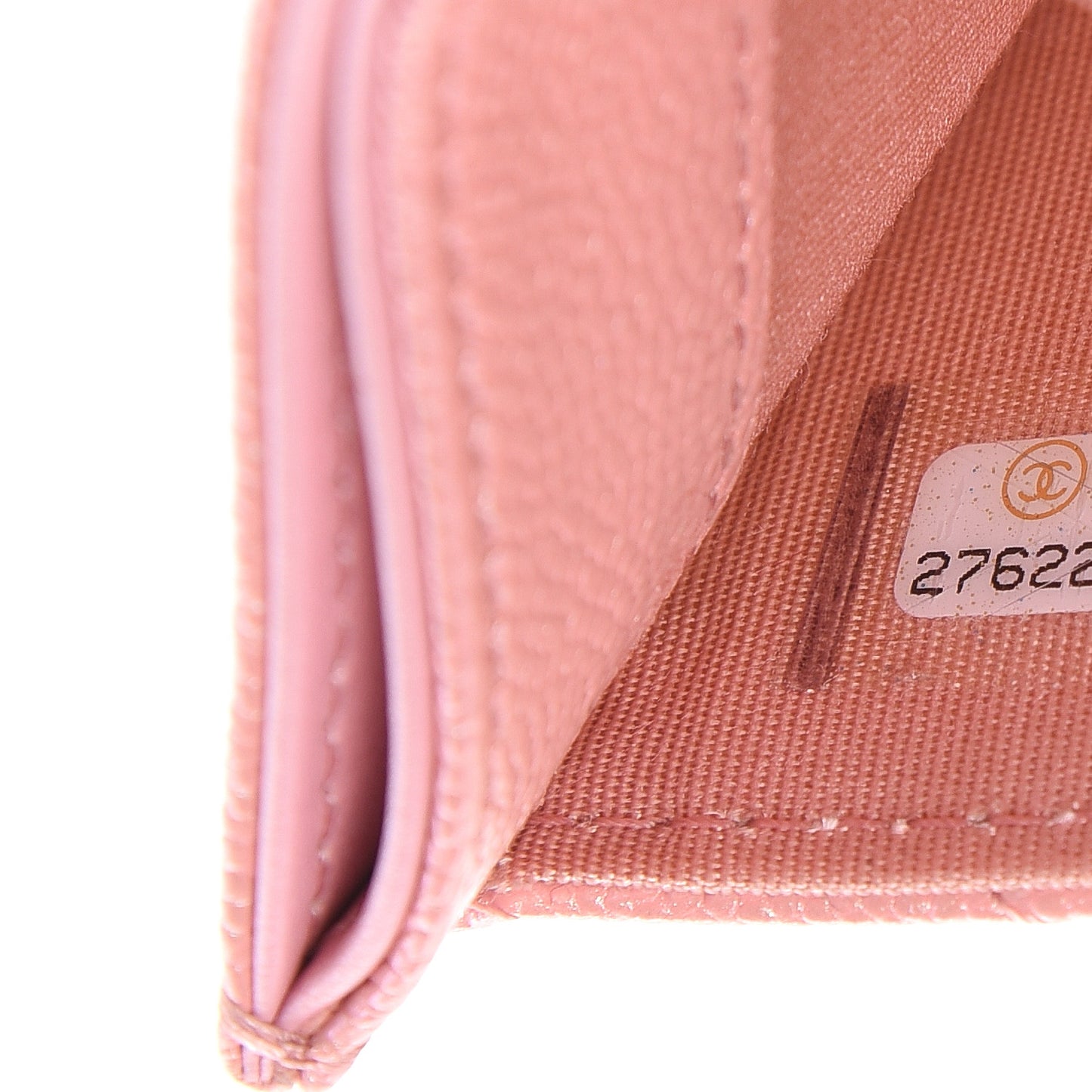 Iridescent Caviar Quilted Card Holder Pink