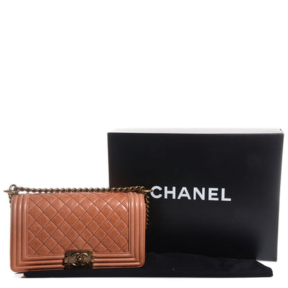 Chanel Calfskin Quilted Medium Boy Flap Light Brown 3 of 9