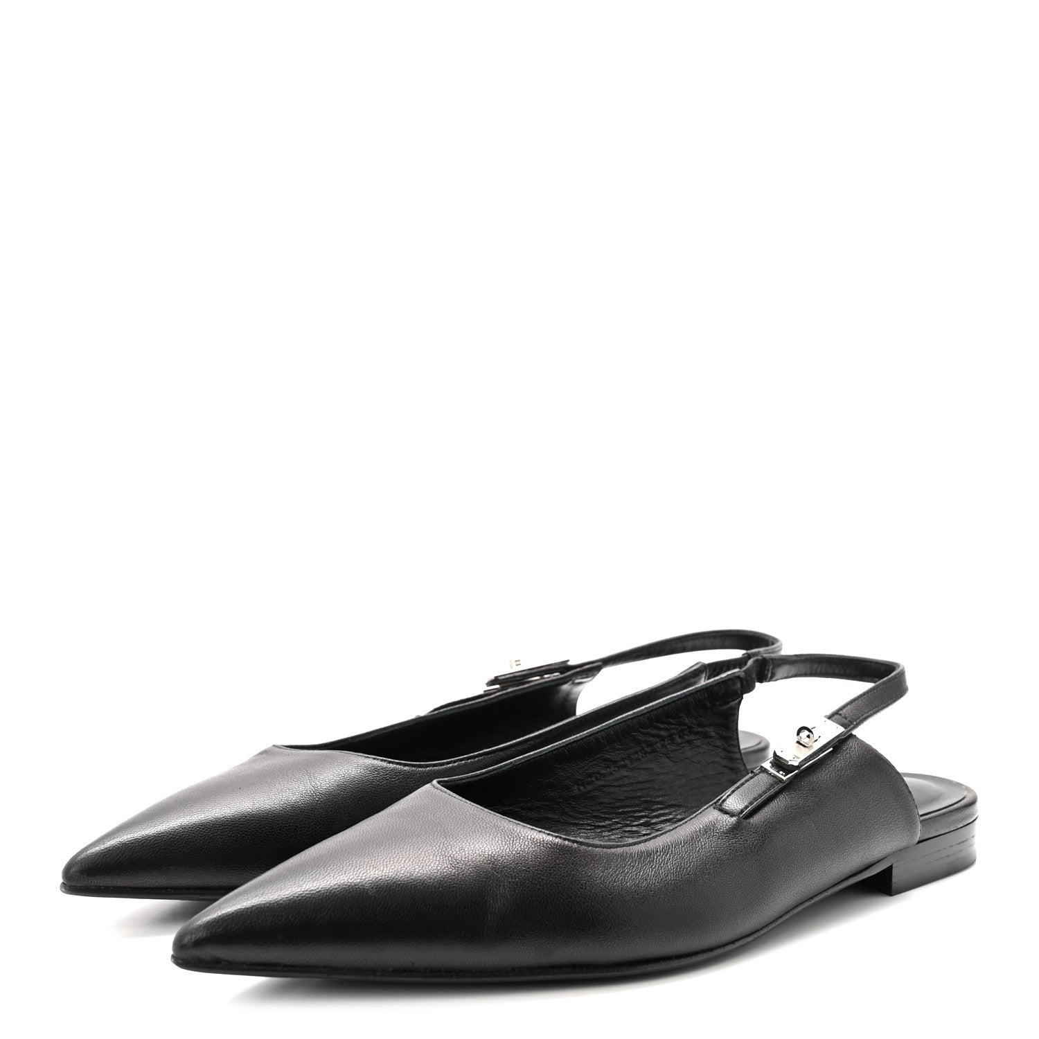 Hermes Nappa Lovely Slingback Flats 37.5 Black 4 of 10